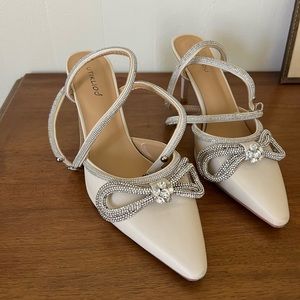 Embellished Rhinestone Bow Heels